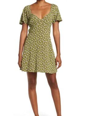 Abound Short Sleeve Skater Dress Large Olive Vintage Daisy Nordstrom